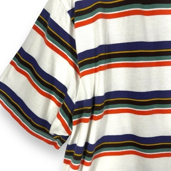 Guess Vintage 90s Embroidered Spell Out Striped Dylan Tee, Multicolor, Size L - Picture 9 of 12
